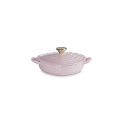 Shallow Heart Cocotte with Light Gold Heart Knob